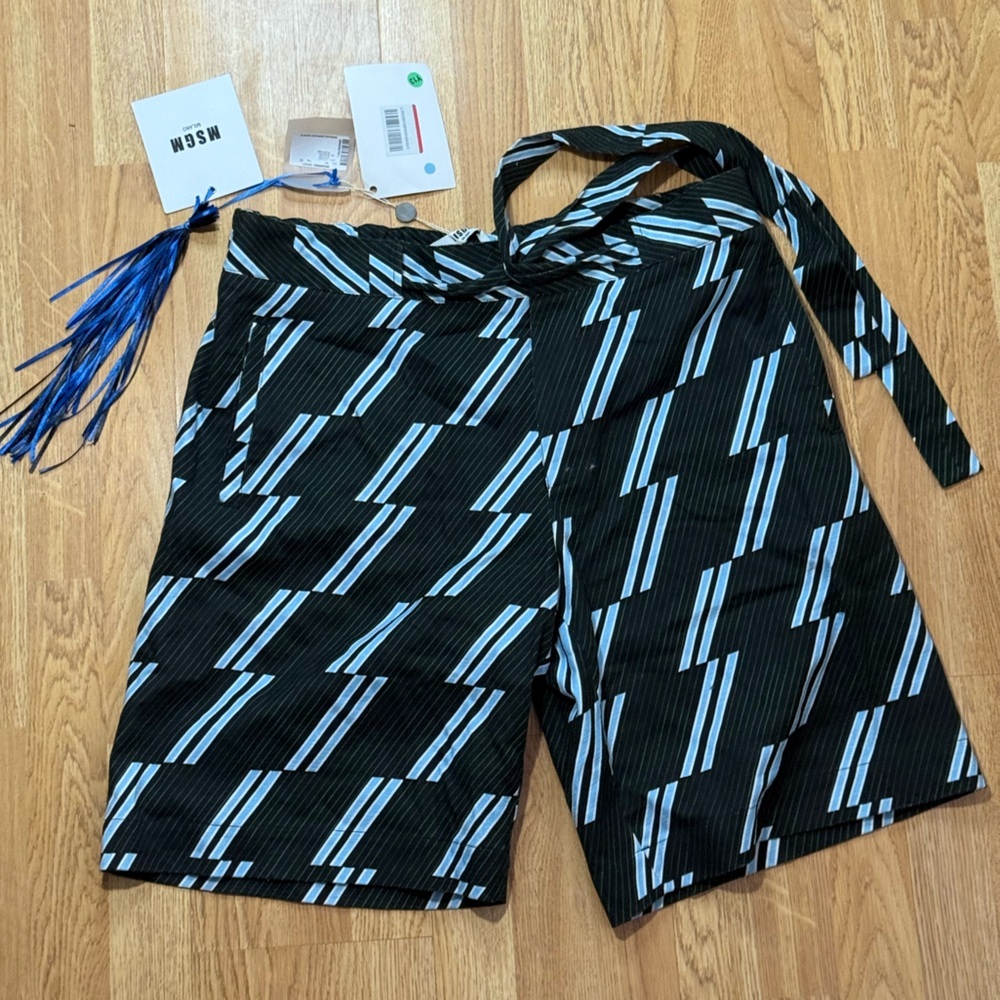 MSGM Black and Blue Zigzag Skirt